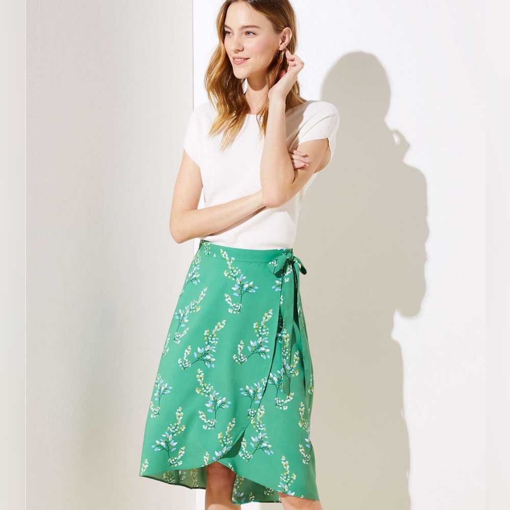 NWT green wrap skirt -Loft